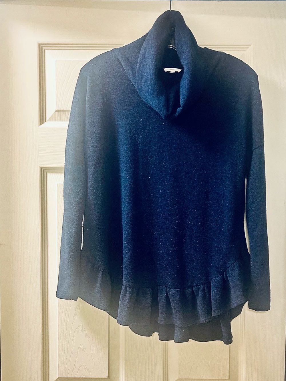 Sweet Lovely cowl-neck ruffle sweater sz medium